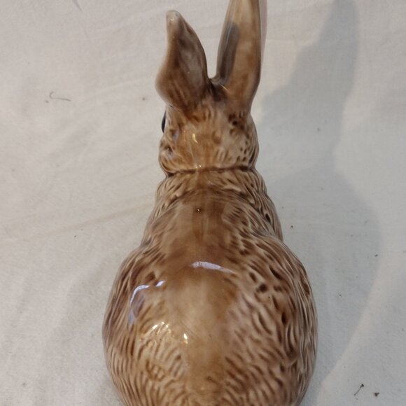 LOT OF 2 – Brown Ceramic Bunny Figurine and Floral Bunny  Serving Plate - Picture 7 of 9